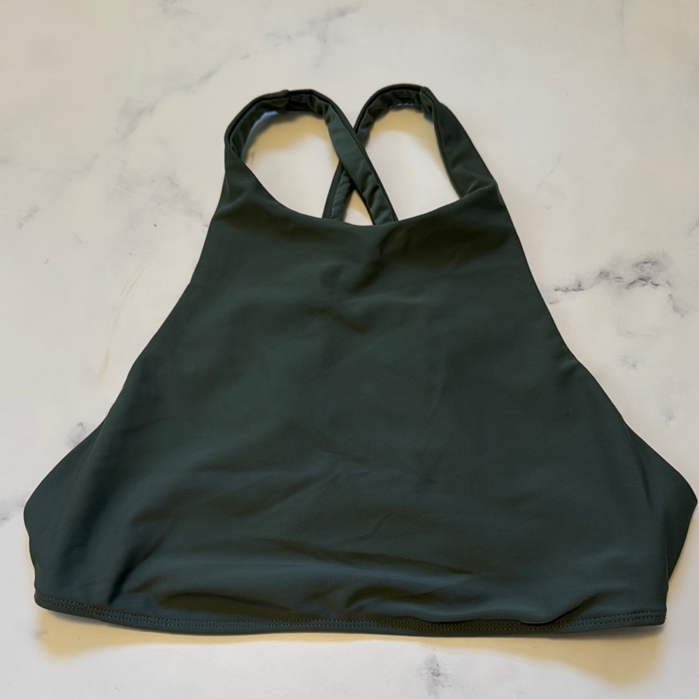 aerie Dark Green High Neck Bikini Top